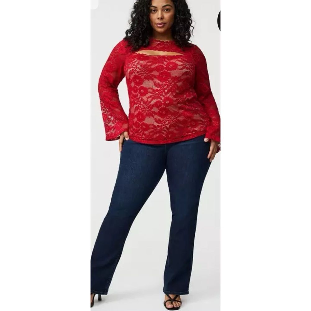 Torrid Crewneck Keyhole Lace Blouse